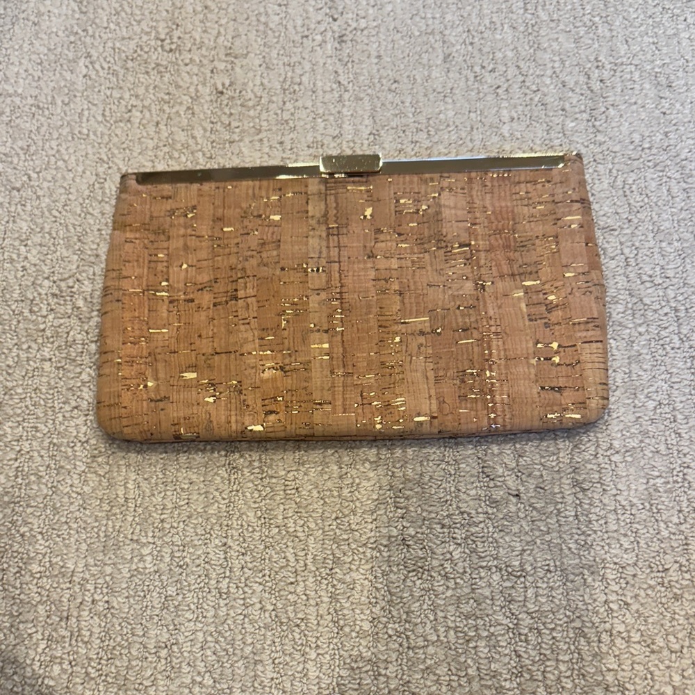 J.Crew Cork Clutch with Gold Accents